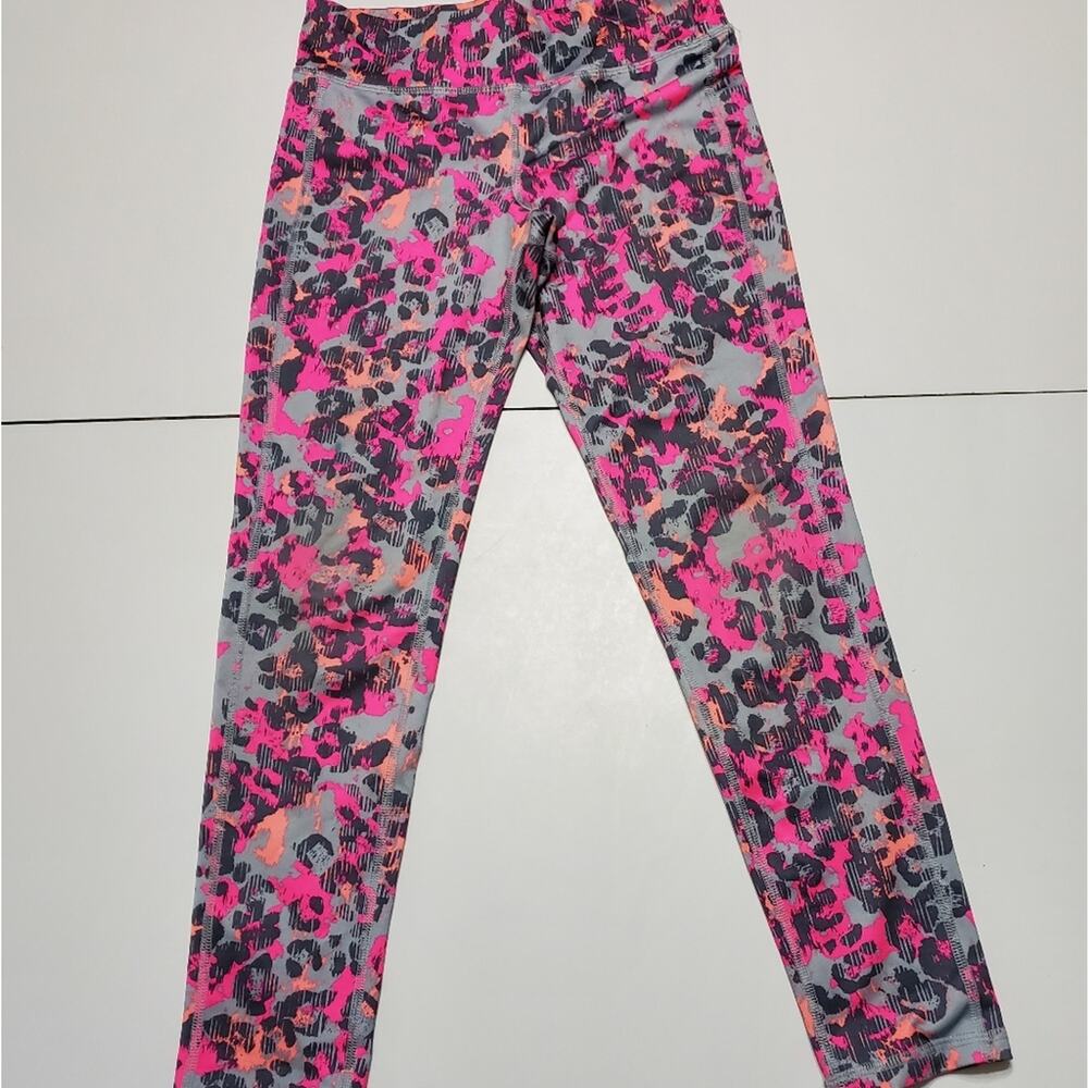 Old Navy Active Pant Girls Size 8 GoDry Hot Pink Leopard Legging Comfort Stretch